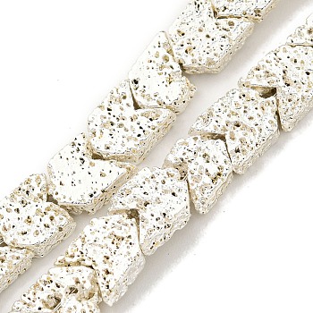 Electroplated Natural Lava Rock Beads Strands, Arrow, Silver Plated, 7~8x6~7x2.5~3mm, Hole: 1mm, about 63pcs/strand, 15.98''(40.6cm)