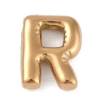 Ion Plating(IP) 304 Stainless Steel Pendants, Real 18K Gold Plated, Letter R, 18.5x14.5x5mm, Hole: 2mm