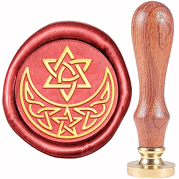 Brass Wax Seal Stamp, with Wood Handle, Golden, for DIY Scrapbooking, Star Pattern, 20mm