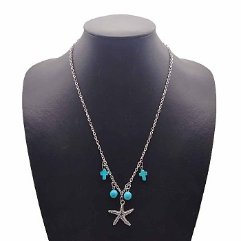Starfish Pendant Necklace, Cable Chains