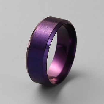 304 Stainless Steel Plain Band Rings, Purple, US Size 10 1/2(20.1mm)