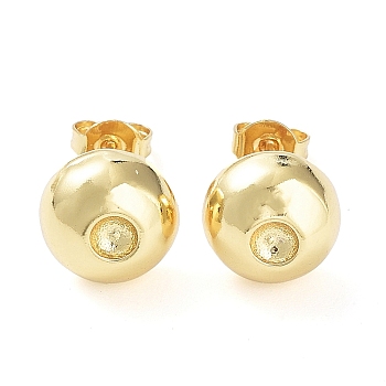 Brass Half Round Stud Earring Findings, Earring Settings for Rhinestone, Real 18K Gold Plated, 10mm, Fit for 3mm Rhinestone