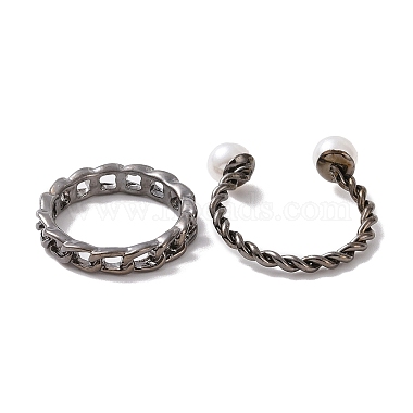 Alloy Infinity & Criss Cross &  Curb Chain Shape Finger Rings Set(RJEW-D116-04B)-3