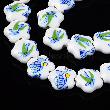 Brins de perles en céramique de porcelaine faites à la main(PORC-S502-036A)-3