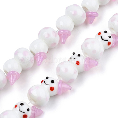 Pearl Pink Snowman Lampwork Beads