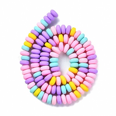 Handmade Polymer Clay Beads Strands, for DIY Jewelry Crafts Supplies, Flat  Round, Colorful, 6~7x3mm, Hole: 1.5mm, about 113~116pcs/strand, 15.55