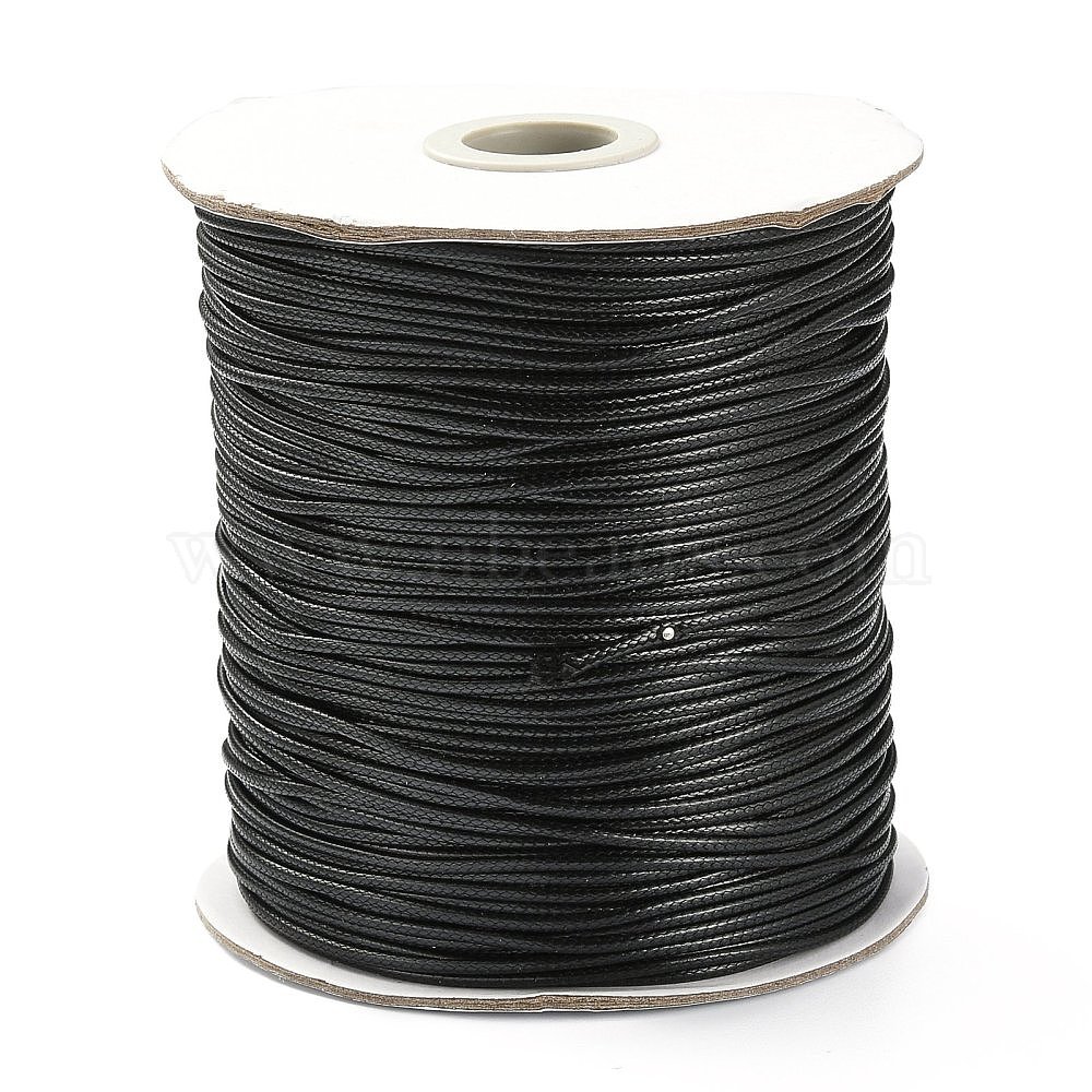 10m waxed polyester thread twisted 1.5mm black