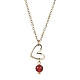天然混合宝石とハートのペンダント ネックレス、ゴールドの真鍮ケーブル チェーン付き(NJEW-JN04618)-3