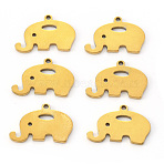 PVD Vacuum Plating 304 Stainless Steel Pendants, Laser Cut, Elephant, Real 18K Gold Plated, 12x17x1mm, Hole: 1.4mm(X-STAS-N092-54G)