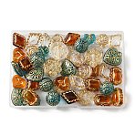 50Pcs 10 Styles Acrylic Beads, Imitation Amber, Golden Metal Enlaced, Mixed Shapes, Mixed Color, 10.5~19x13~18x5.5~14mm, Hole: 1.5~3mm, 5pcs/style(OACR-FP0001-14)