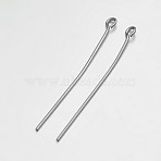 Brass Eye Pin, Platinum, 40mm, Hole: 2mm, Pin: 0.8mm, about 2700pcs/500g(KK-E647-21P-40mm)