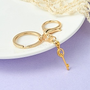304 Stainless Steel Initial Letter Key Charm Keychains, with Alloy Clasp, Golden, Letter G, 8.8cm(KEYC-YW00004-07)