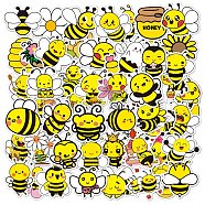 50Pcs PVC Self-Adhesive Cartoon Bees Stickers, Waterproof Insect Decals for Party Decorative Presents, Yellow, 60~70mm(WG32298-01)