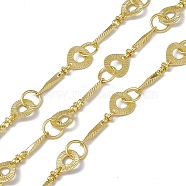Brass Teardrop & Knot & Twist Bar & Ring Link Chains, with Spool, Unwelded, Long-Lasting Plated, Cadmium Free & Nickel Free & Lead Free, Real 18K Gold Plated, 10.5x9x0.5mm, 14x2.5x2.5mm, 7x3x3.5mm, 8x1mm(CHC-P010-23G)