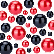 ABS Plastic Imitation Pearl Beads, No Hole, Round, Red, 10~30mm, 148pcs/set(KY-WH0001-029A)