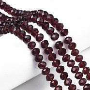 Glass Beads Strands, Faceted, Rondelle, Purple, 8x6mm, Hole: 1mm, about 65~68pcs/strand, 15.7~16.1 inch(40~41cm)(EGLA-A034-T8mm-D26)