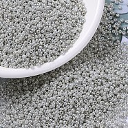 MIYUKI Round Rocailles Beads, Japanese Seed Beads, 11/0, (RR1866) Opaque Gray Luster, 11/0, 2x1.3mm, Hole: 0.8mm, about 5500pcs/50g(SEED-X0054-RR1866)
