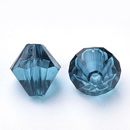 Transparent Acrylic Beads, Bicone, Teal, 4x4mm, Hole: 1.2mm, about 680pcs/20g(X-TACR-S146-4mm-08)