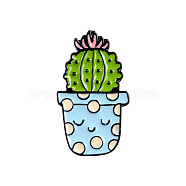 Creative Zinc Alloy Brooches, Enamel Lapel Pin, with Iron Butterfly Clutches or Rubber Clutches, Electrophoresis Black Color, Cactus, Colorful, 30x17mm, Pin: 1mm(JEWB-Q031-119)