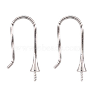 925 Sterling Silver Earring Hooks, Platinum, 21x3mm, Tray: 2mm, Pin: 0.8mm and 0.7mm(STER-I016-101P)