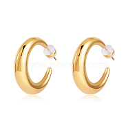 Crescent Moon Chunky Stud Earrings Half Hoop Earrings Open Oval Drop Earrings Teardrop Hoop Dangle Earrings Pull Through Hoop Earrings Statement Jewelry Gift for Women, Golden, 19.5x5.5x5.2mm, Pin: 0.8mm(JE1089C)