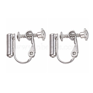 Brass Screw Clip-on Earring Converters Findings, Spiral Ear Clip, for Non-Pierced Ears, Real Platinum Plated, 14x16x5mm, Hole: 0.6mm(KK-N229-01C)
