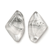 Transparent Glass Pendants, Faceted Wing Charms, Light Grey, 32.5x19x6.5mm, Hole: 1.6mm(GLAA-G104-07C)