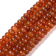 Natural Carnelian(Dyed & Heated) Beads Strands, Faceted, Rondelle, 10x6mm, Hole: 1.2mm, about 60pcs/strand, 14''(35.5cm)(G-Q194-A01-01)