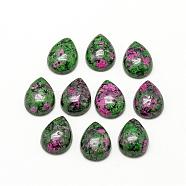 Natural Ruby in Zoisite Cabochons, Dyed, teardrop, 13~14x9~10x5mm(G-R417-10x14-50)