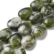 Natural Xinyi Jade/Chinese Southern Jade Beads Strands, Flat Teardrop, 17.5~18x13~13.5x6mm, Hole: 1.2~1.4mm, about 11pcs/strand, 7.56''(19.2cm)(G-P528-L01-02)