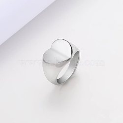 Heart 201 Stainless Steel Finger Rings, Stainless Steel Color, US Size 8(18.1mm)(FS-WG1ADC4-11)