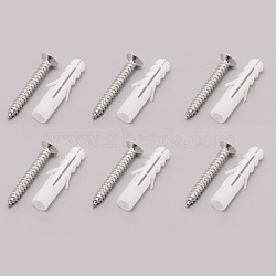 Iron Flat Head Screws, Cross Recessed Threaded Screws, with Plastic Plug, Hardware Fasteners, Platinum, 2.9x0.7cm(FIND-WH0001-66)