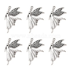 Tibetan Style Alloy Pendants, Halloween, Lead Free and Cadmium Free, Fairy, Antique Silver, 40x25.5x3mm, Hole: 3mm(TIBEP-12940-AS-LF)