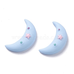 Opaque Resin Cabochons, Moon with Star, Light Sky Blue, 24x15x6mm(CRES-J044-01A)