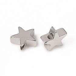 Brass Beads, Star, Long-Lasting Plated, Platinum, 8x8x3.5mm, Hole: 1.5mm(X-KK-E787-03P)