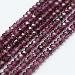 Natural Garnet Bead Strands, Faceted, Round, 3mm, Hole: 0.5mm, about 120~124pcs/strand, 12.8 inch(325mm)(G-P271-3mm-08)