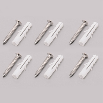 Iron Flat Head Screws, Cross Recessed Threaded Screws, with Plastic Plug, Hardware Fasteners, Platinum, 2.9x0.7cm