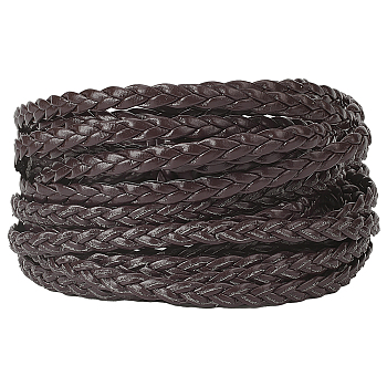 Flat PU Leather Braided Cord, for Craft Making, Coconut Brown, 5x2mm, about 5.47 Yards(5m)/Bundle