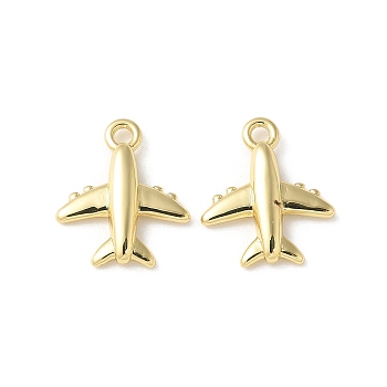 Brass Pendants, Plane Charms, Lead Free & Cadmium Free, Long-Lasting Plated, Real 18K Gold Plated, 12x10.5x2.5mm, Hole: 1.2mm
