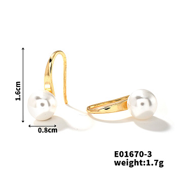 Summer Chic Imitation Pearl Ear Studs Fashion European American Style Earrings, Golden, 16x8mm