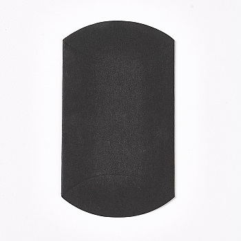 Kraft Paper Wedding Favor Gift Boxes, Pillow, Black, 6.5x9x2.5cm
