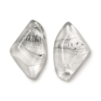 Transparent Glass Pendants, Faceted Wing Charms, Light Grey, 32.5x19x6.5mm, Hole: 1.6mm
