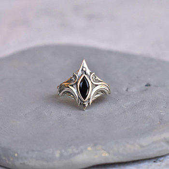 Brass Pave Cubic Zirconia Finger Rings, Flower with Horse Eye, Platinum, US Size 9(18.9mm)