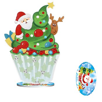 DIY Christmas Theme Display Decor Diamond Painting Kits, Including Plastic Board, Resin Rhinestones, Pen, Tray Plate and Glue Clay, Ice Cream, 290x210x80mm