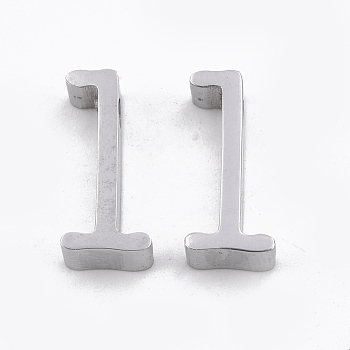 304 Stainless Steel Pendants, Stainless Steel Color, Letter, Letter.L, 13x6x3mm, Hole: 1.8mm