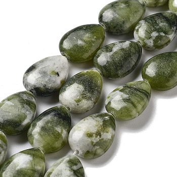 Natural Xinyi Jade/Chinese Southern Jade Beads Strands, Flat Teardrop, 17.5~18x13~13.5x6mm, Hole: 1.2~1.4mm, about 11pcs/strand, 7.56''(19.2cm)