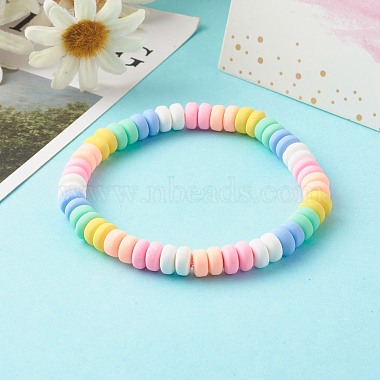 Handmade Polymer Clay Beads Stretch Bracelets for Kids(BJEW-JB06487-02)-2