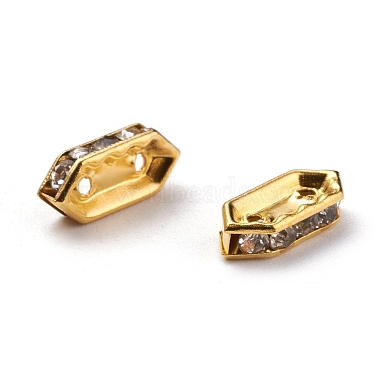 Golden Gold Hexagon Brass + Rhinestone Spacers