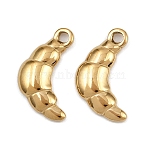 304 Stainless Steel Pendants, Croissant Charms, Ion Plating(IP), Real 18K Gold Plated, 17x9.5x2mm, Hole: 1.6mm(X-STAS-L303-21G)