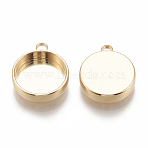 Brass Pendant Cabochon Settings, Plain Edge Bezel Cups, Flat Round, Real 18K Gold Plated, Tray: 6mm, 9.5x7x2.5mm, Hole: 1.5mm(X-KK-S345-220A-G)